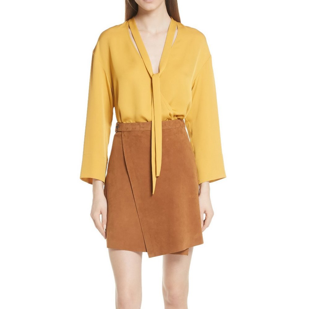 NWT Theory Wrap V-neck Silk Blouse, Small, Office to Party, Small